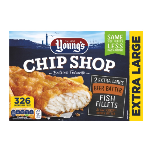 Youngs Chip Shop 2 Extra Large Beer Batter Fish Fillets 300g