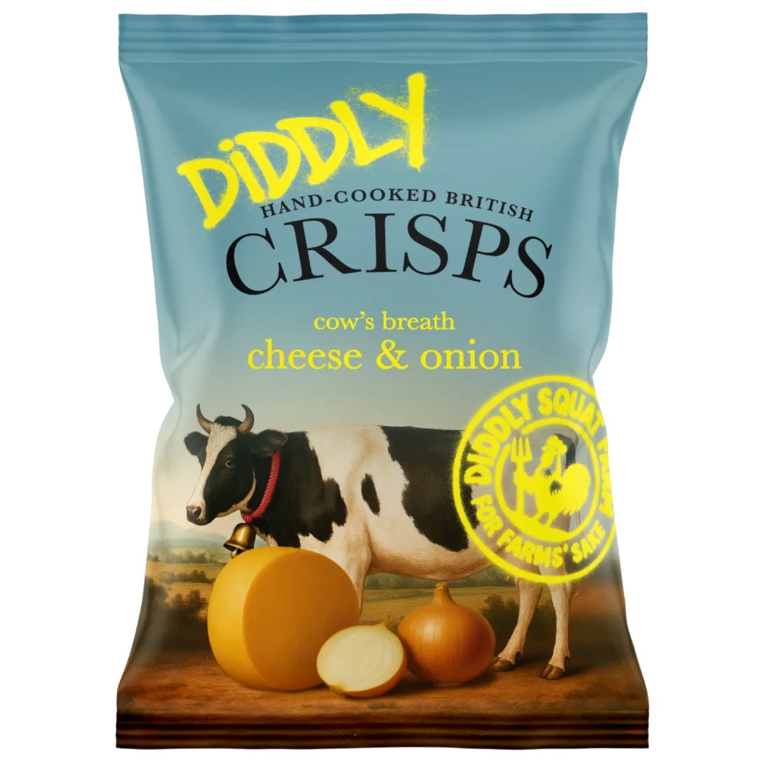 Diddly Squat Farm Cow's Breath Cheese & Onion Hand-Cooked British Crisps 150g