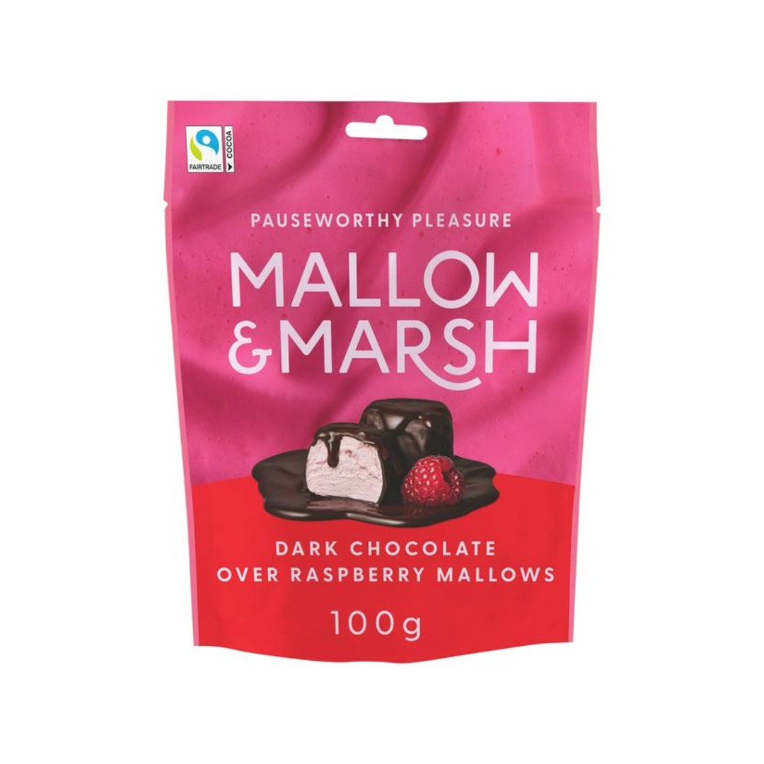 Mallow & Marsh Dark Chocolate Over Raspberry Mallows 100g