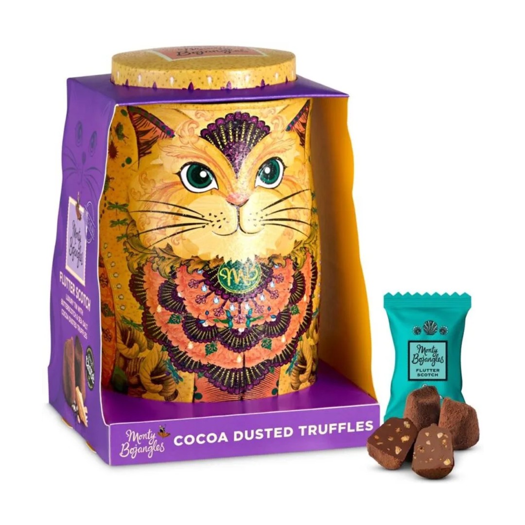 Monty Bojangle Savanna Cat Tin Filled with Cocoa Dusted Chocolate Truffles135g