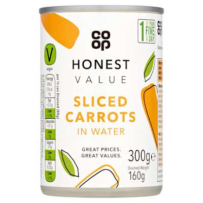 Co-op Honest Value Carrots Sliced 300g