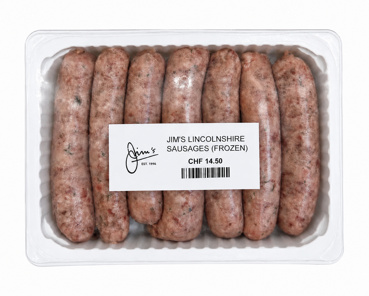 Jim's Lincolnshire Sausages 410g Avg (Dispatched Frozen)