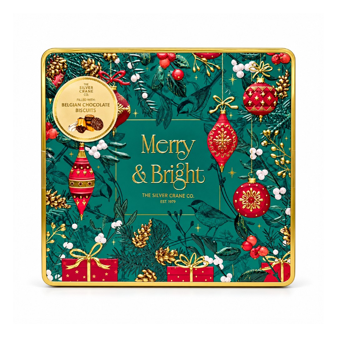 Silver Crane Merry & Bright Assorted Biscuits Tin 375g