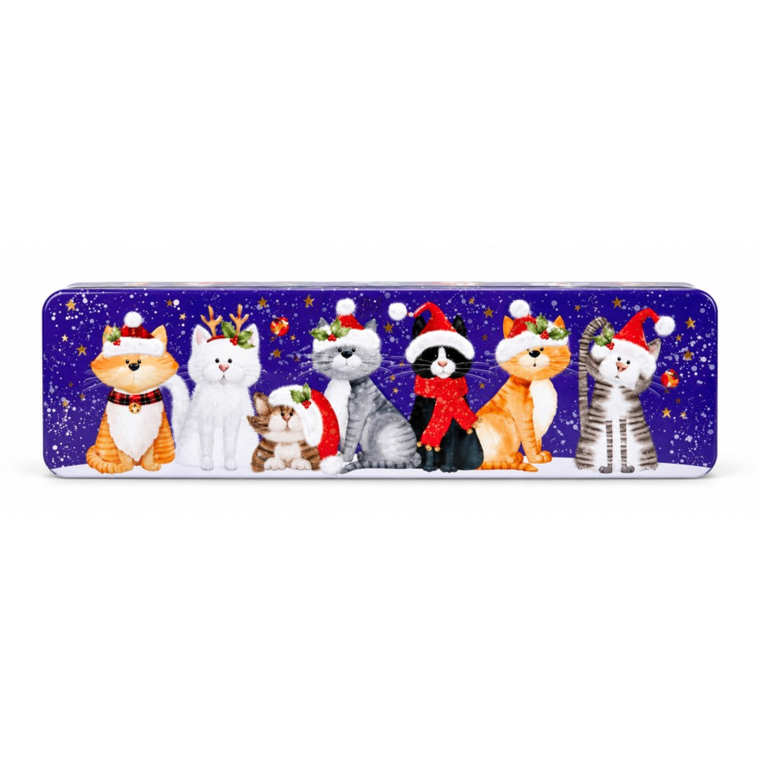 Farmhouse Embossed Christmas Cat Ginger Biscuits Tin 225g