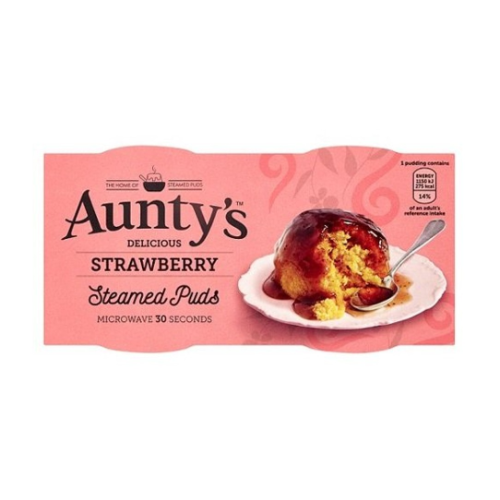Auntys Strawberry Steamed Puds 2 x 95g