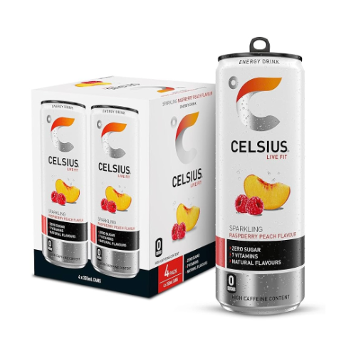 Celsius Raspberry & Peach Energy 4 x 355ml