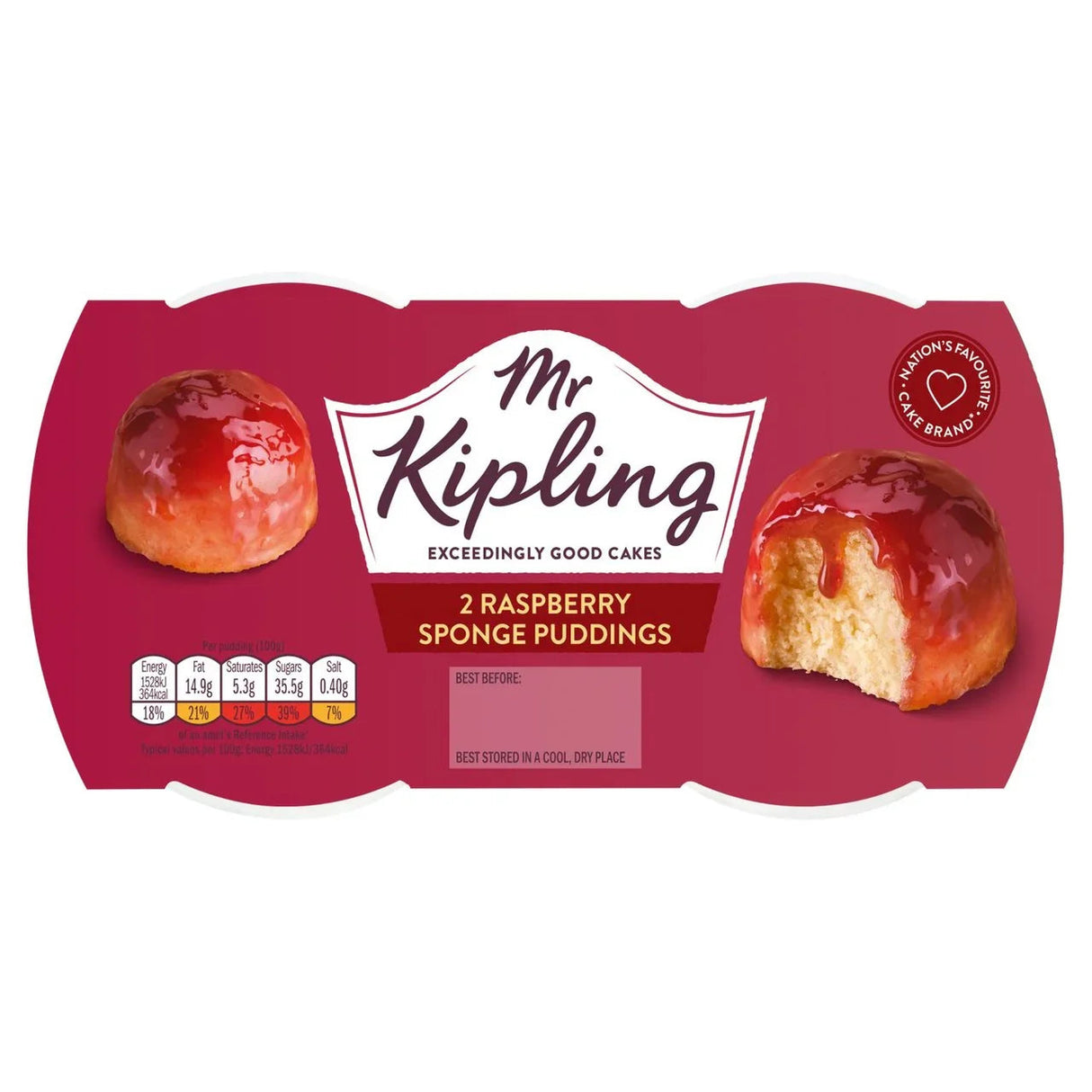 Mr Kipling Raspberry Sponge Pudding 2x95g
